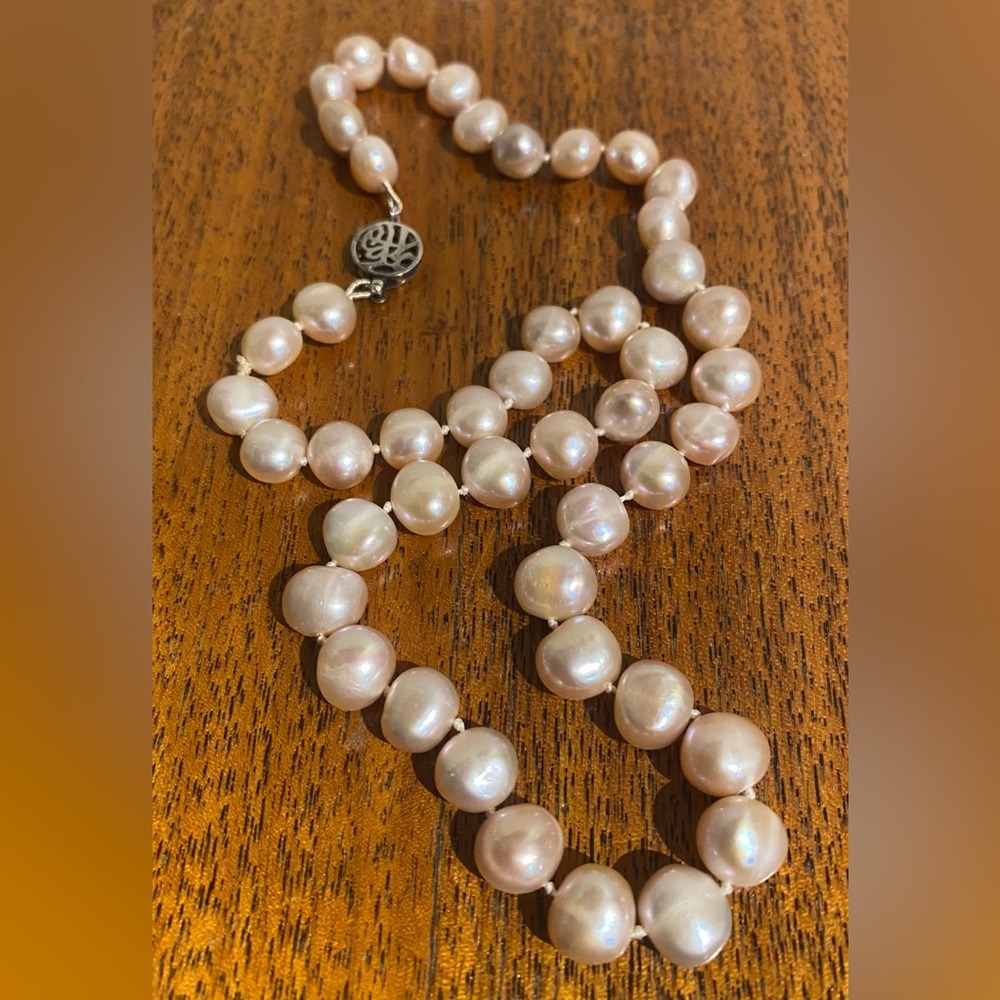 SHOJ Large Baroque White Freshwater Cultured Pearls w/Sterling Silver Clasp